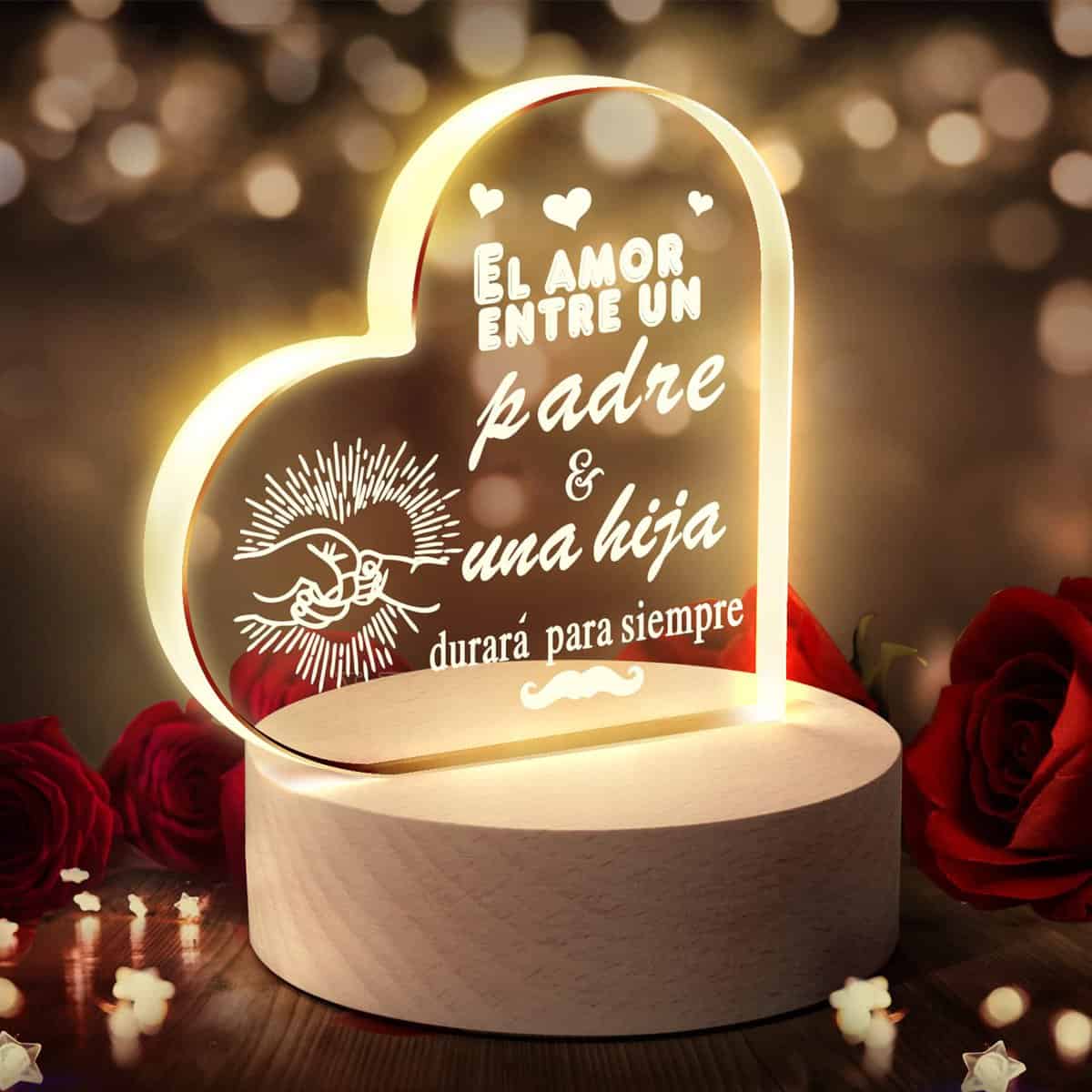 JIMMIDDA Regalos papá de hija, luz nocturna única para papá grabada con citas cálidas, regalo de cumpleaños para el día del padre, mejor regalo para papá o para el día del padre