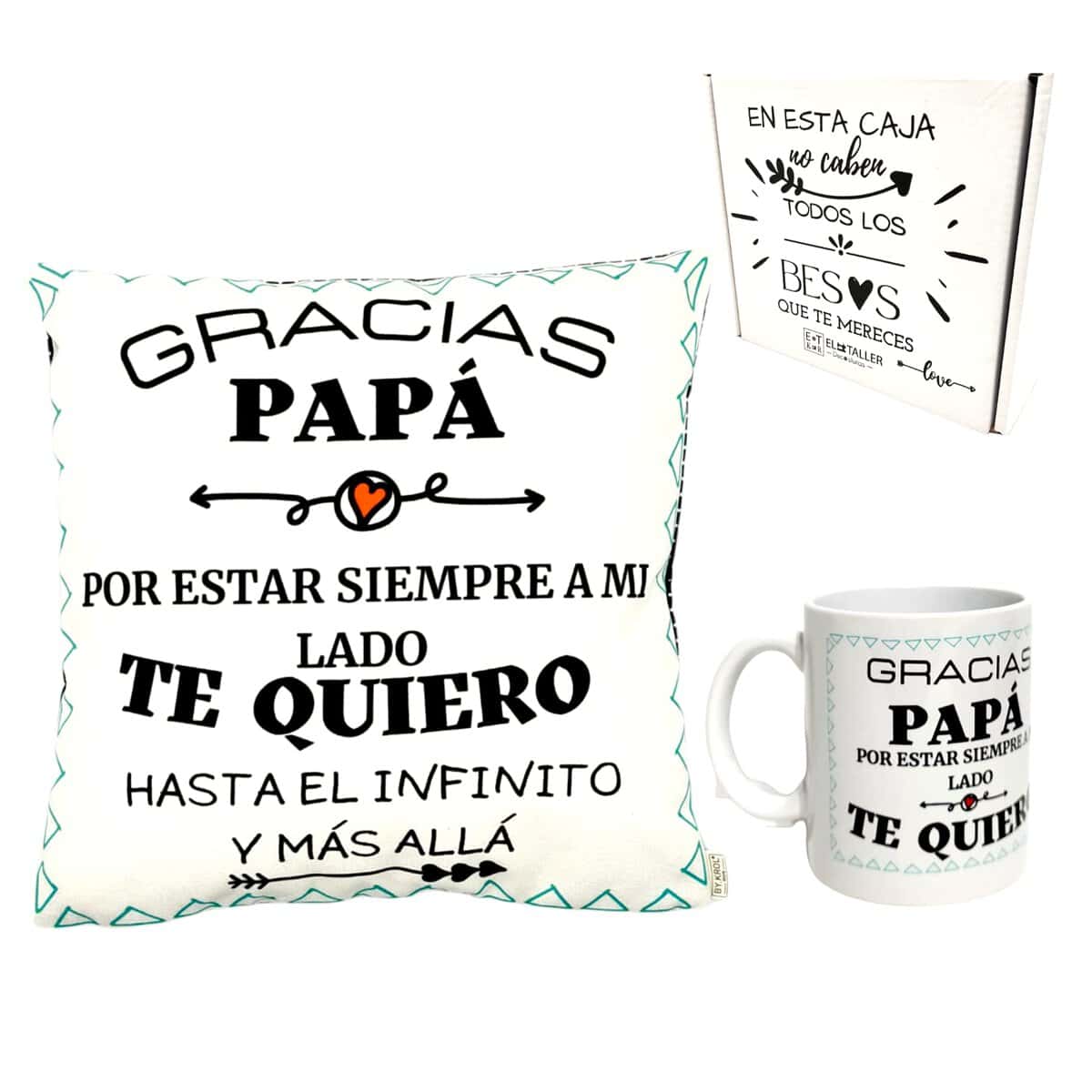 Regalo Original Dia del Padre Taza Y Cojin con Frases Personalizar Regalos para Padres Primerizos Cojín con Relleno Y Taza Desayuno Regalos para Papa Y Abuelo Regalo Cumpleaños PAPA TE QUIERO