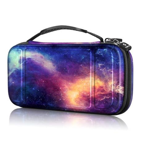 Funda resistente FINTIE para Nintendo Switch Lite 2019 con espacio para tarjetas y consola. Diseño Galaxia.