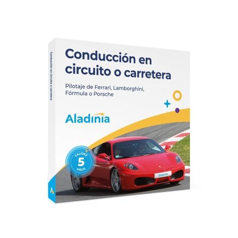 ALADINIA Experiencia de conducción en circuito o carretera. Pack original de regalo para conducir un coche deportivo. Válido 5 años, cambios ilimitados y gratuitos.