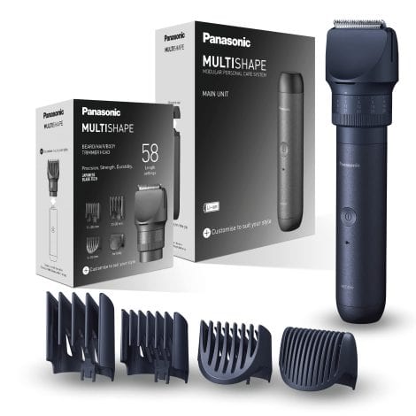 Panasonic MULTISHAPE, conjunto modular de aseo personal con cortabarbas y cortapelos recargables de litio para hombres.