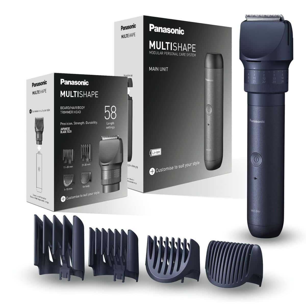 Panasonic MULTISHAPE Sistema modular de cuidado personal ER-CTW1, cortabarbas y cortapelos para hombres con batería recargable iones litio