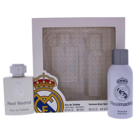 Conjunto Real Madrid de fragancia y spray corporal para hombre.