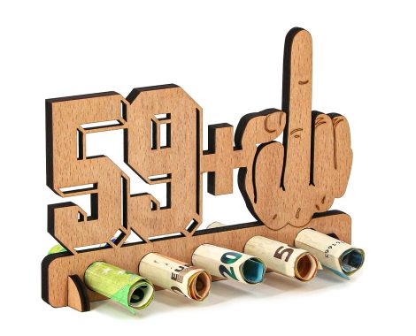 Regalopedia – Divertido obsequio original de madera para celebrar los 60 años – 59 + 1-60 para él y ella – Regalo personalizado y decorativo.