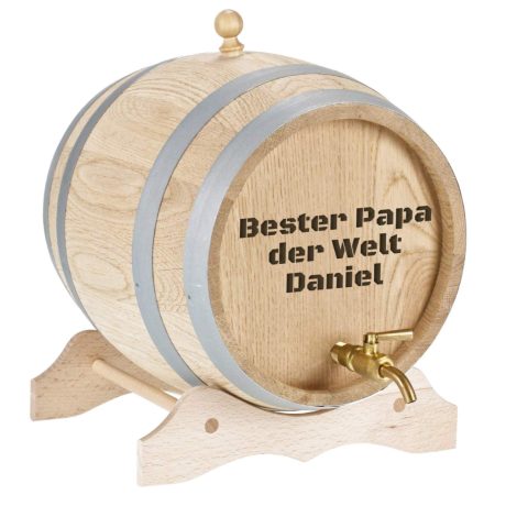 Haría una frase promocional más corta: Barril de madera Uakeii personalizado con grabado y grifo de latón macizo, ideal para regalar en cumpleaños o Navidad (3L).