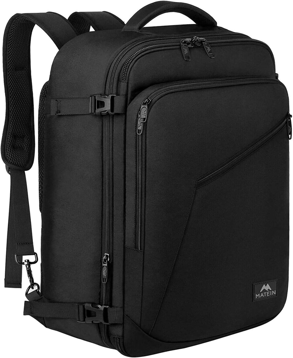 MATEIN Mochila Viaje Ryanair, 40 Litros, para Mujer, Travel Backpack, Hombre Maleta para Cabina Avion Bag Portatil Easyjet para Oficina, Trabajo, Negra