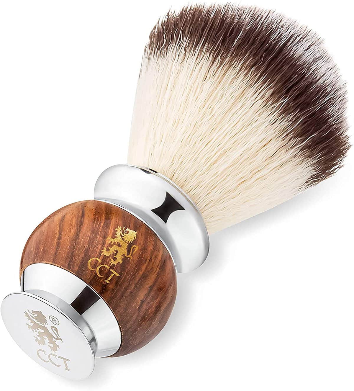 The Cambridge Cut Throat® Brocha Afeitar Vegano de Tejón Sintético, Madera y Acero Inoxidable de Primera Calidad  Regalo Hombre Ideal para el Aseo Masculino