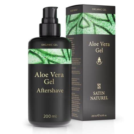 Gel de Aloe Vera para hombres: crema facial hidratante, after shave, gel para el cabello + suero ácido hialurónico para cara, contorno de ojos y reducir ojeras. Regalos originales para hombres. Satin Naturel.