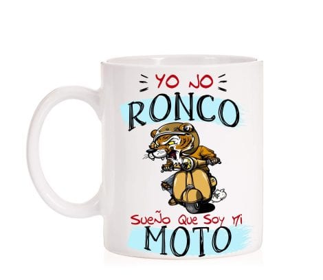 Taza Sueño con mi moto para los amantes motociclistas que no roncan.