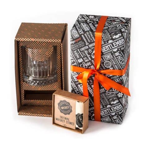 DS Regalos: Moderno vaso de whisky vintage | Set de 12 piedras de whisky con estuche de obsequio | Regalo ideal para papá | Mejor opción de regalo para hombres (Gris oscuro)