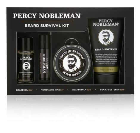 Kit de supervivencia para barba de Percy Nobleman, una selección esencial para el cuidado de la barba con productos de alta calidad.