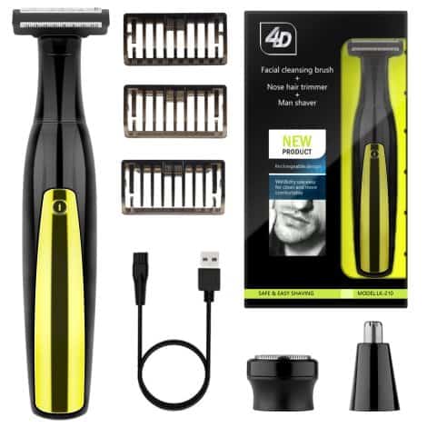 Cortabarba recargable con 3 peines, resistente al agua IPX6. Depiladora corporal 3 en 1 para hombres. Kit de aseo y regalo ideal.