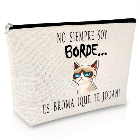 Estuche Organizador Portátil de Maquillaje con Diseño de Gato, ideal para Viajes y Cosméticos.