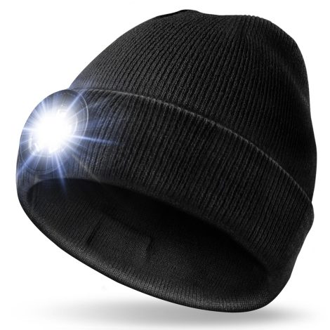 Gorro de invierno con luz LED ajustable, para regalo navideño o de cumpleaños, original y recargable.