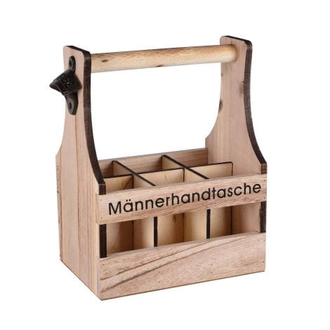 Bolsa de mano de cerveza para hombres, con portabotellas de madera para 6 botellas y abrebotellas. Idea de regalo para hombres en cumpleaños o día del padre.