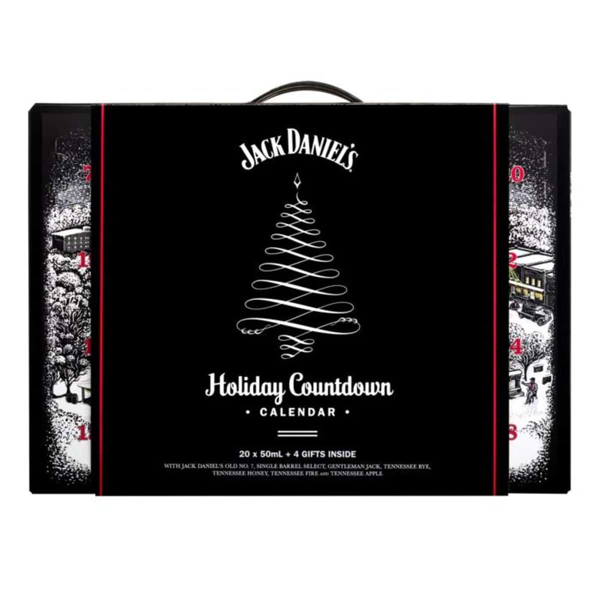 Jack Daniel's Calendario Navidad Con 20 Miniaturas de Whiskey de la Familia Jack Daniel's de 50ml Cada Una, 20x5ml