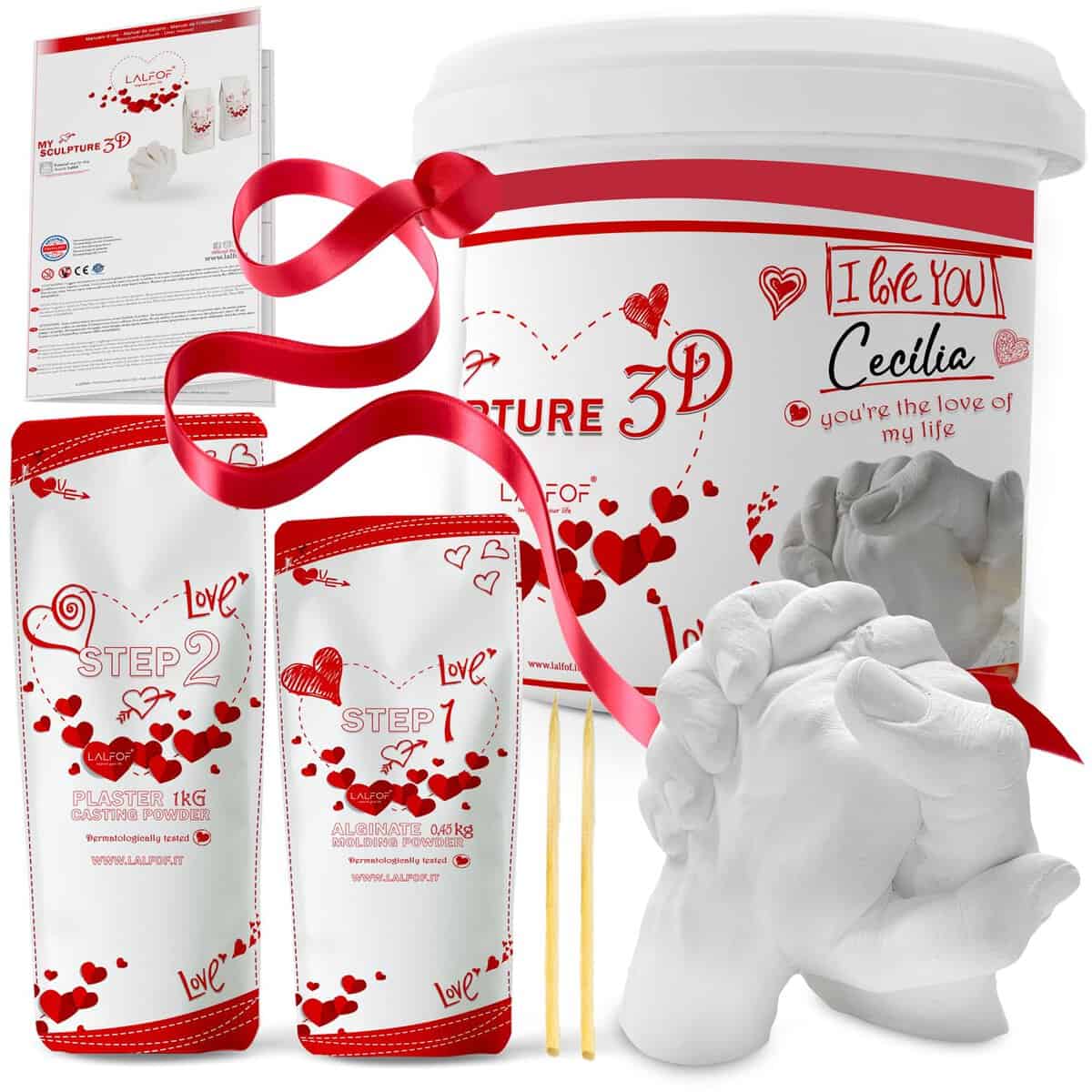 Lalfof Kit Alginato para Moldes 3d dermatológicamente probado. Ideas regalos originales para mujer y hombre. Kit manualidades adultos para regalos personalizados. Regalo aniversario pareja