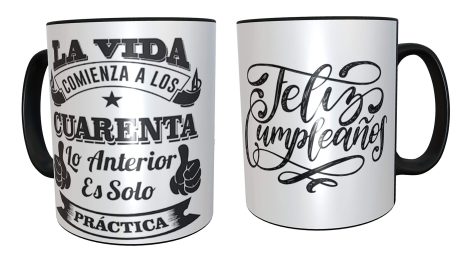 “Original taza cerámica regalo 40 cumpleaños para hombre y mujer, en negro”