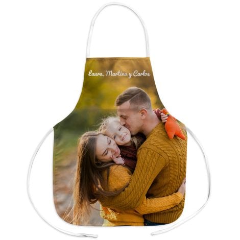 Delantal de chef para adultos LolaPix. Delantal de cocina personalizado con foto y nombre. Regalos únicos.