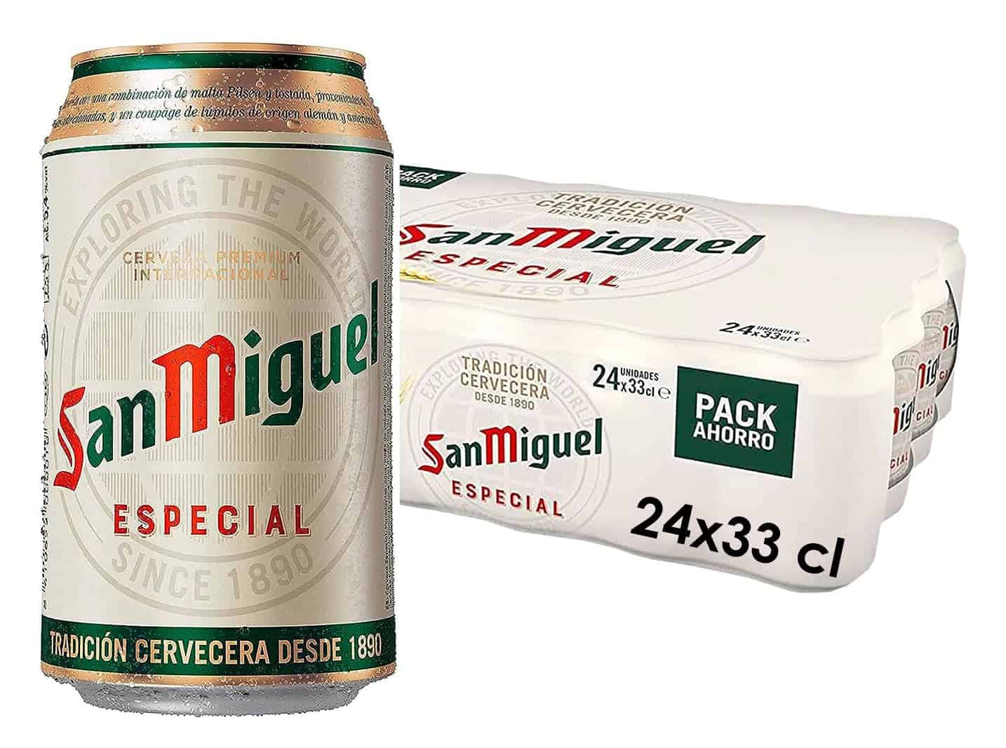 San Miguel Especial Cerveza Premium Lager, Pack de 24 Latas x 33cl, Cerveza San Miguel con 5,4% Volumen de Alcohol