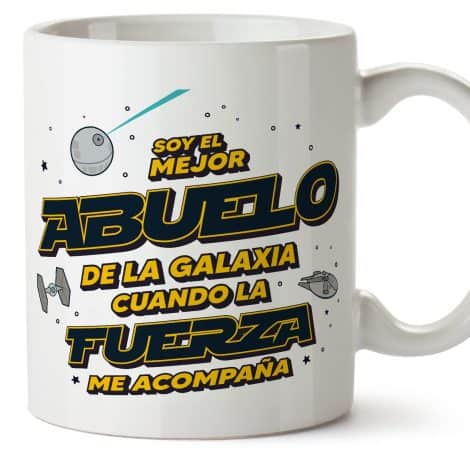 Tazas MUGFFINS para Abuelo – En Español – Mejor Familia Galáctica cuando Fuerza Acompaña – 11 oz / 330 ml – Regalo único y divertido.