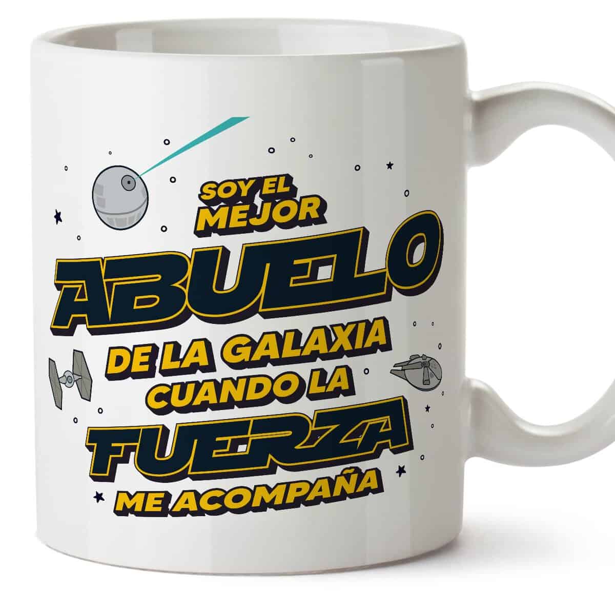 MUGFFINS Tazas para ABUELO - En Español - Mejor Familia Galaxia cuando Fuerza Acompaña - 11 oz / 330 ml - Regalo original y divertido