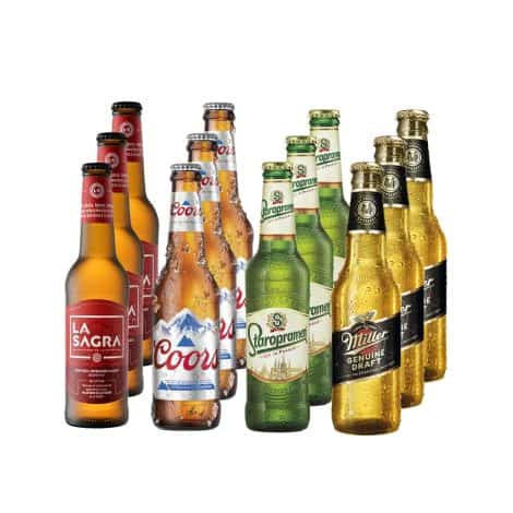 Pack de 12 cervezas de diferentes países: La Sagra Cerveza Lagers del Mundo – 3960 ml en total.