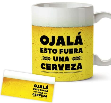 Regalos únicos para hombres jóvenes – Ojalá fuese una cerveza – Tazas de café originales, Regalos para Amigo Invisible, Taza divertida para el Día del Padre.