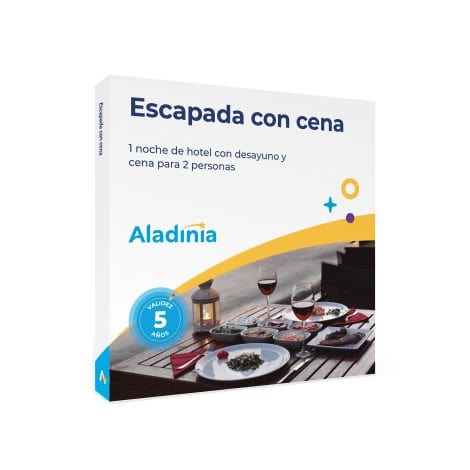 ALADINIA Experiencia gastronómica y hotelera. Regalo de una noche de hotel con cena gourmet. Validez 5 años, cambios gratuitos e ilimitados.