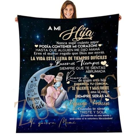 Manta personalizada para cama, regalo de mamá a hija: Franela llena de cariño y amor para ti.