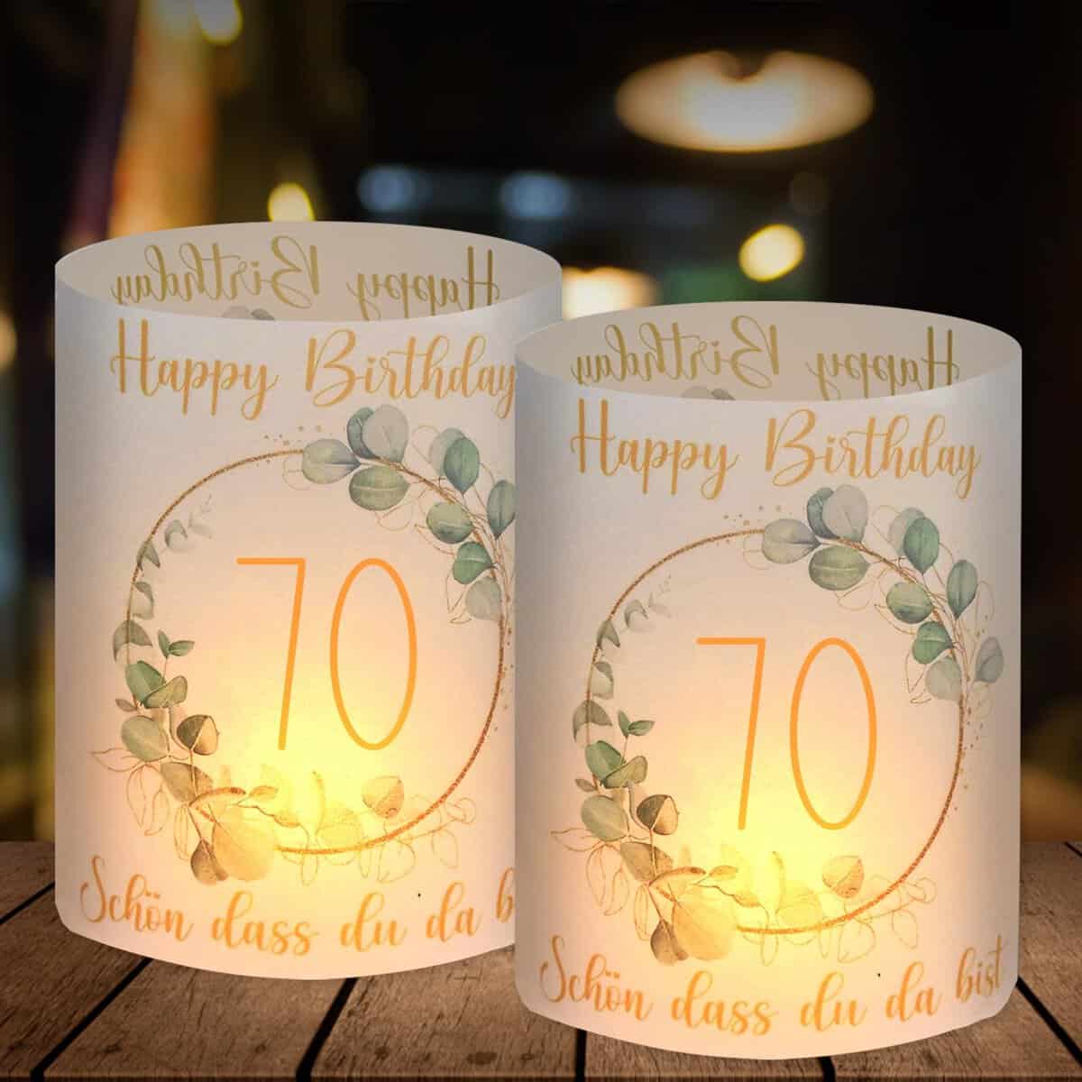 BOYATONG 12 portavelas para 70 cumpleaños, para mujer y hombre, 70 años, decoración de mesa de cumpleaños feliz, regalos para 70 cumpleaños, adecuado para velas de té o velas