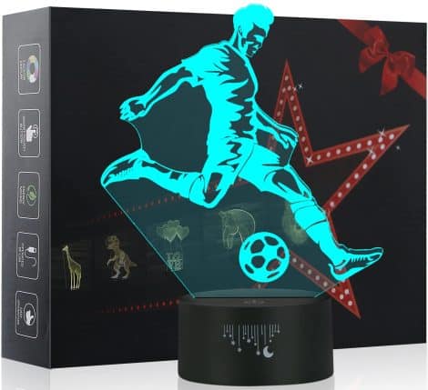 Lámpara LED de Mesa nocturna con diseño de fútbol 3D, cambia de color, ideal para regalos navideños infantiles.