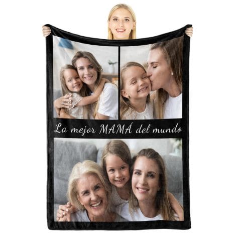 Mantas Personalizadas con Fotos y Texto para Madres, Abuelas y Familiares – Regalos Navidad 2023.