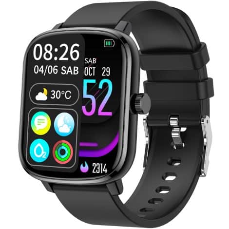 Smartwatch Popglory 110+ deportes, reloj inteligente para hombres y mujeres con seguimiento cardíaco y de actividad.