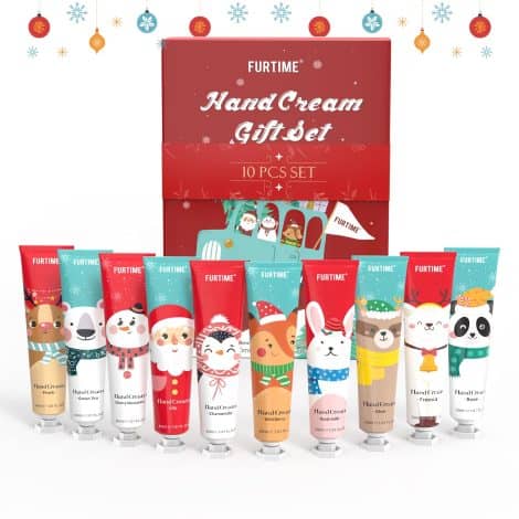 Crema de Manos FURTIME – Pack de 10, para Mains Secas y Agrietadas, Regalo Navidad Hidratante, Unisex.