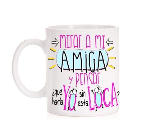 Taza Amigas. Observar a mi amiga y preguntarme qué sería de mí sin esta divertida. Taza regalo para amiga secreta