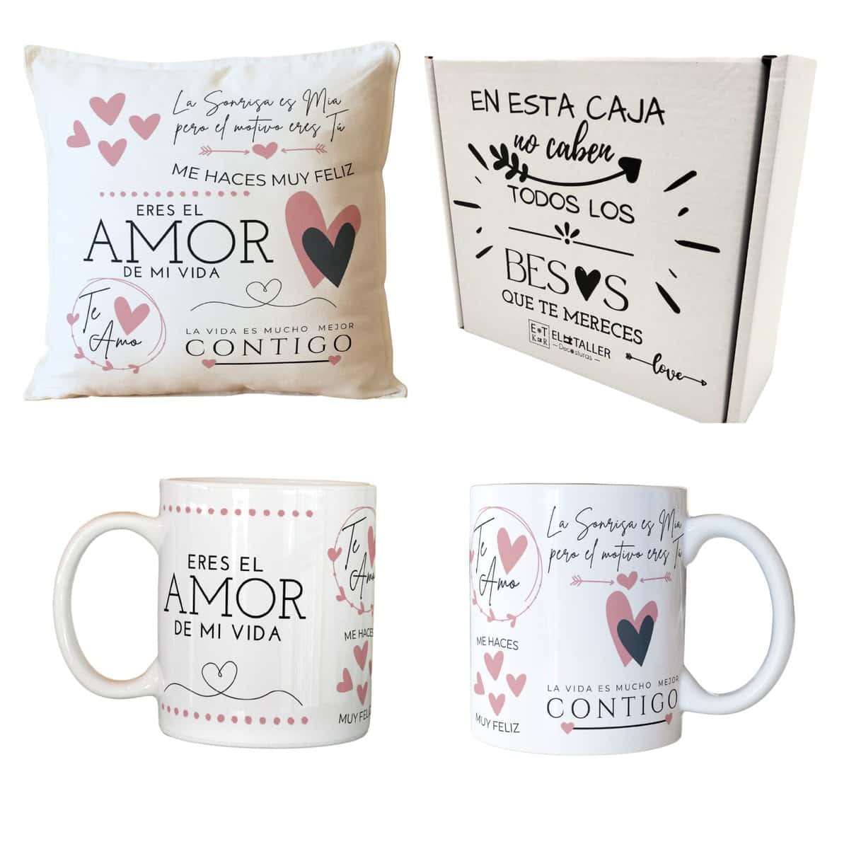 Regalos Dia de los Enamorados Originales San Valentin Aniversario Y Taza Amor Novios Para Mujer Hombre Cojin Mensajes Frases Bonitas De Amor Parejas Navidad Sorpresa Regalo Romantico (AMOR)