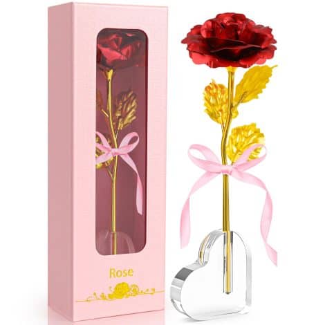 “Asddage: Regalo Exclusivo para Mujeres Especiales – Eterna Rosa Roja en Corazón. Ideal para ocasiones especiales.”