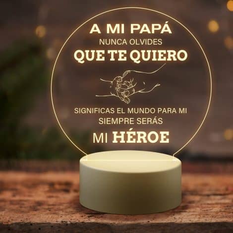 Luz Nocturna Acrílica Grabada para Papa, Regalo Cumpleaños, Padre desde Hijos, Regalos Navideños Papá Acción de Gracias. (Papá-2)