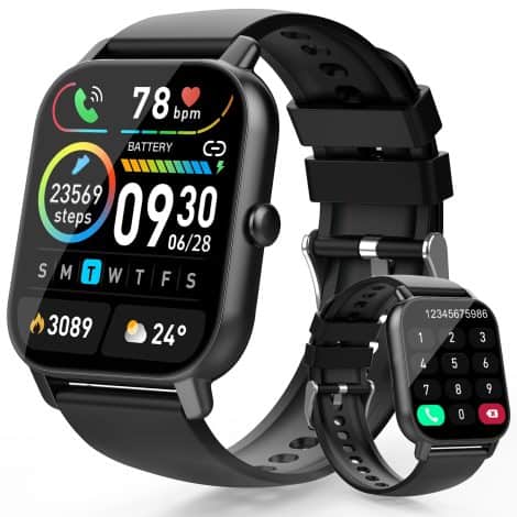 Smartwatch Aptkdoe unisex con llamadas Bluetooth, pantalla HD de 1.85″, 112 modos deportivos y resistente al agua IP68.