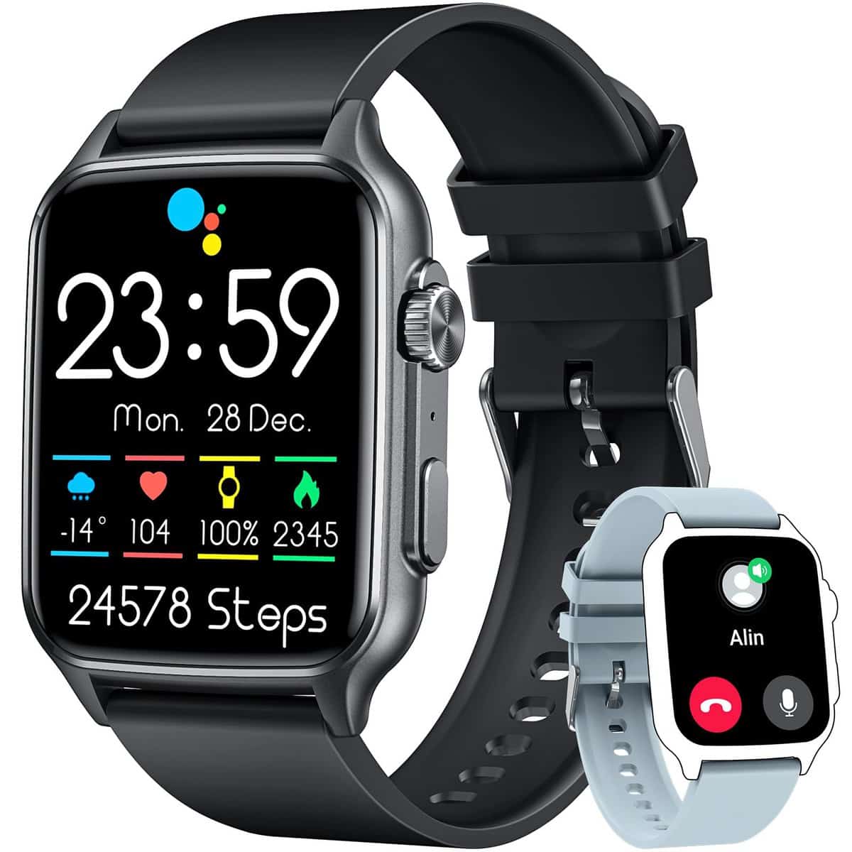 NONGAMX Reloj Inteligente Hombre Smartwatch Fitness: 2.0"Smart Watch con Bluetooth Llamadas y Whatsapp Impermeable Podómetro Pulsometro Oxigeno Presion Arterial Pulsera Actividad Deportivo para Android iOS