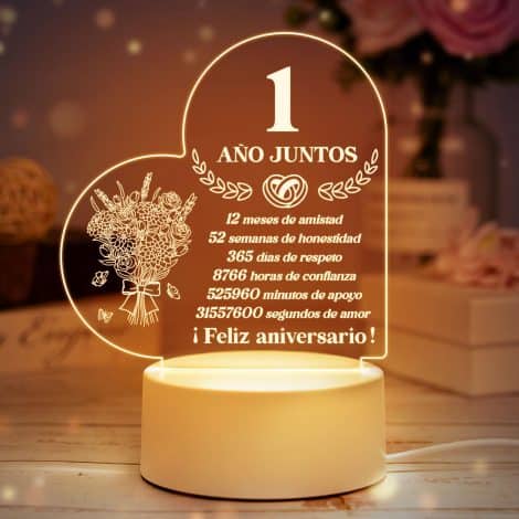 Regalo de Aniversario de Boda, Lámpara Nocturna Especial para Hombres, Regalo de 1 Año de Aniversario, Regalos Especiales de Aniversario.