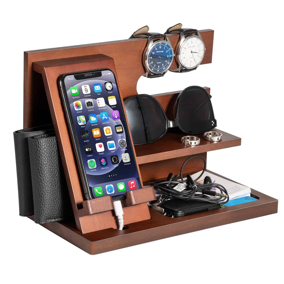 Regalos Originales para Hombre Soporte Movil Madera Regalo Cumpleaños Hombre Soporte de Carga Estación De Madera para Movil Regalos Aniversario para Hombres Navidad Regalos para Hombre Regalo Papa