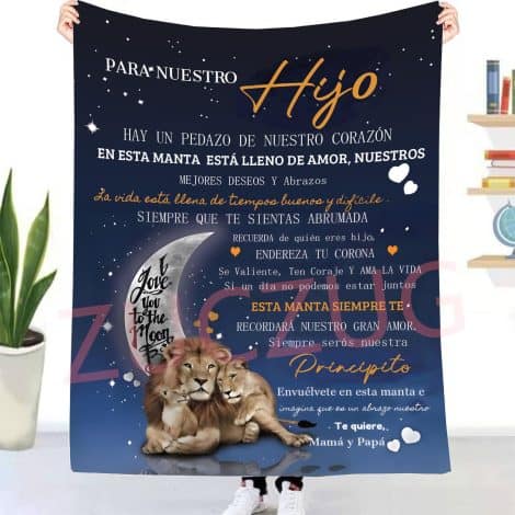 Manta personalizada de franela ZUCZUG, regalo de padres para nuestro hijo con ánimo y amor positivos.