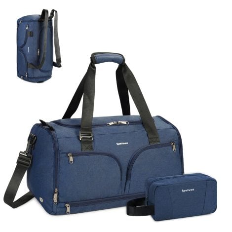 Bolsa deportiva gym para hombre con compartimentos para zapatos y ropa mojada, perfecta para viajes. (Azul marino)