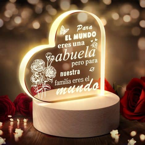 JIMMIDDA Las Mejores Luces de Regalo Amor para la Abuela, Grabadas con Acrílicos, Cumpleaños, Aniversario, Acción de Gracias.