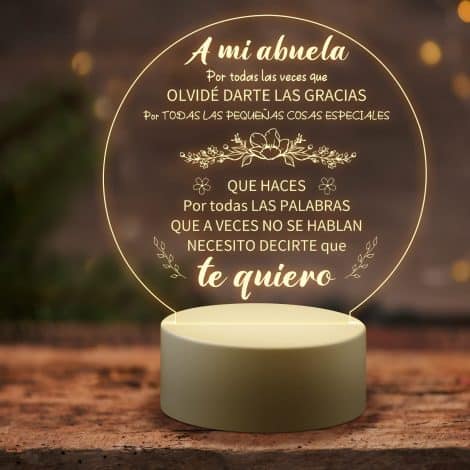 KAAYEE Obsequios para la Abuela en Navidad, Lámpara Acrílica Grabada para Regalar en su Cumpleaños, Regalos del Día de la Abuela de sus Nietos, Regalos Navideños y para el Día de Acción de Gracias (Abuela)