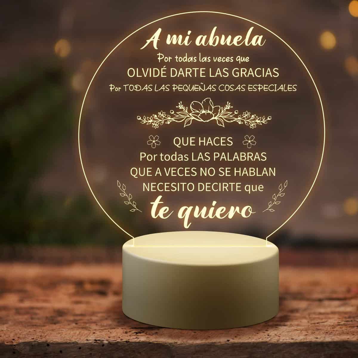 KAAYEE Regalos para Abuela Navidad, Luz Nocturna Acrílica Grabada Regalo Abuela Cumpleaños, Regalos Dia de la Abuela desde Nietos y Nietas, Regalos Abuela Navideños Acción de Gracias (Abuela)