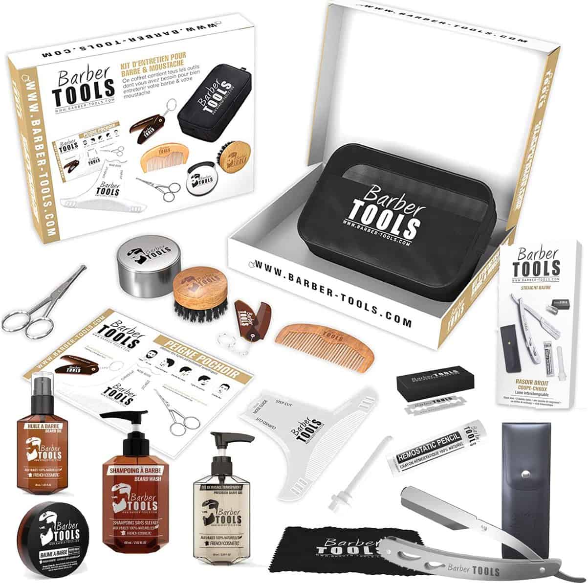 ? BARBER TOOLS ? Kit/Set/Estuche de arreglo y cuidado de la barba y afeitarse | Cosmético Made in French