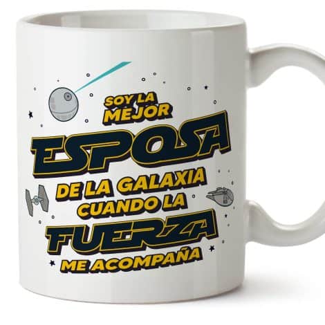 Tazas MUGFFINS para Mujer/Esposa – En Español – Familia Galaxia al Ritmo de la Fuerza – 11 oz / 330 ml – Regalo único y divertido.